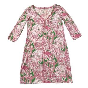 Lilly Pulitzer Palmetto Dress Small Pink Colony Flamingos Pima Cotton Beach